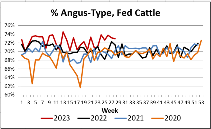 Percent Angus Type Fed Cattle Graph